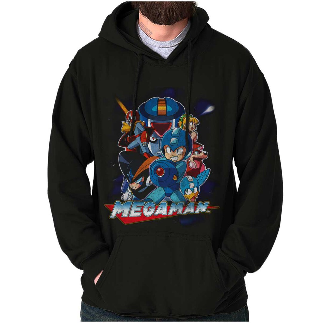 Capcom Mega Man Characters Retro 1990s Gamer Hoodie Hooded Sweatshirt ...