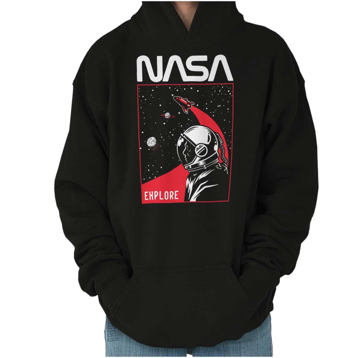 NASA Astronaut Space Explorer Worm Logo Gift Youth Hooded Sweatshirt Boy or Girl