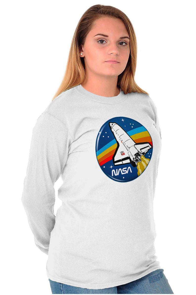 NASA Retro Logo Space Shuttle Rocket Vintage Long Sleeve Tshirt for Men ...