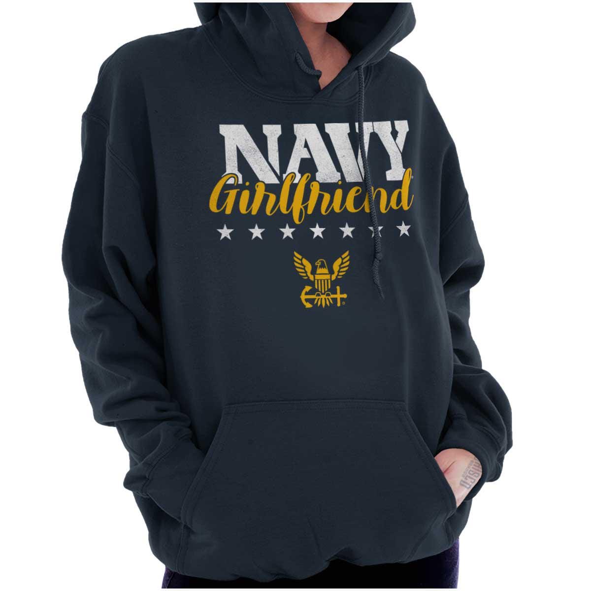 United States Navy Girlfriend Anchor Logo Womens Hooded Sweatshirts Hoodies