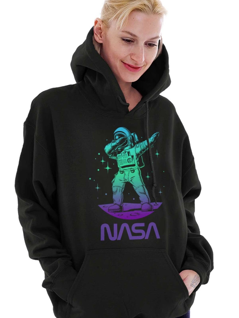 NASA Logo Spaceman Astronaut Dabbing on Moon Hoodie Hooded Sweatshirt ...