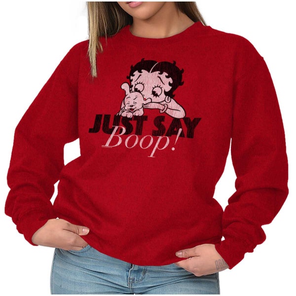 Adorable Just Say Betty Boop Vintage Gift Womens Crewneck Sweatshirt Pullover