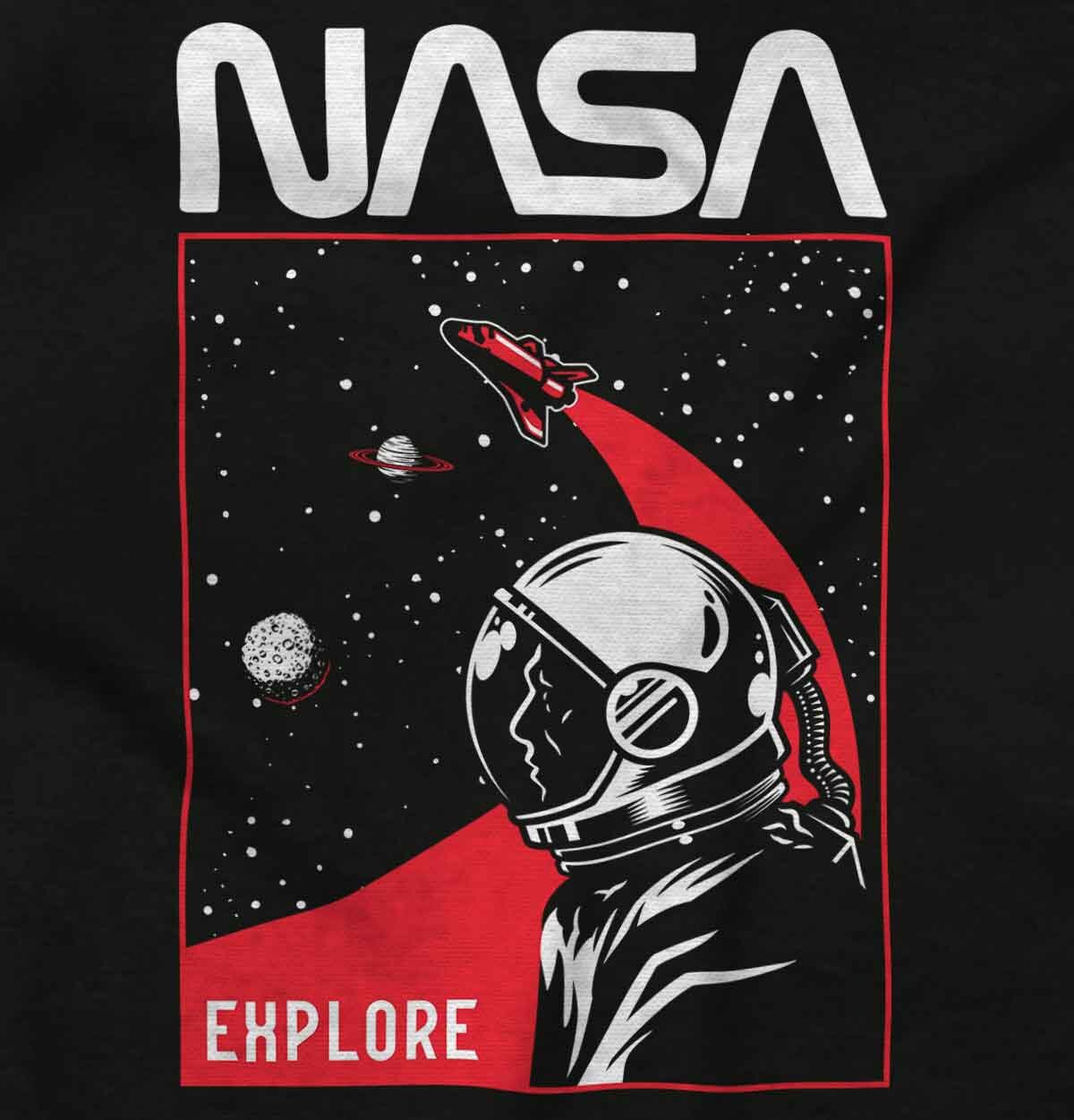 NASA Astronaut Space Explorer Worm Logo Gift Long Sleeve Tshirt for Men ...