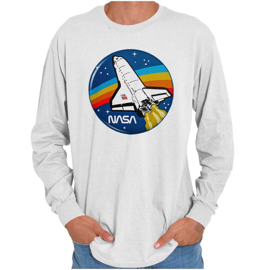 NASA Retro Logo Space Shuttle Rocket Vintage Long Sleeve Tshirt for Men ...