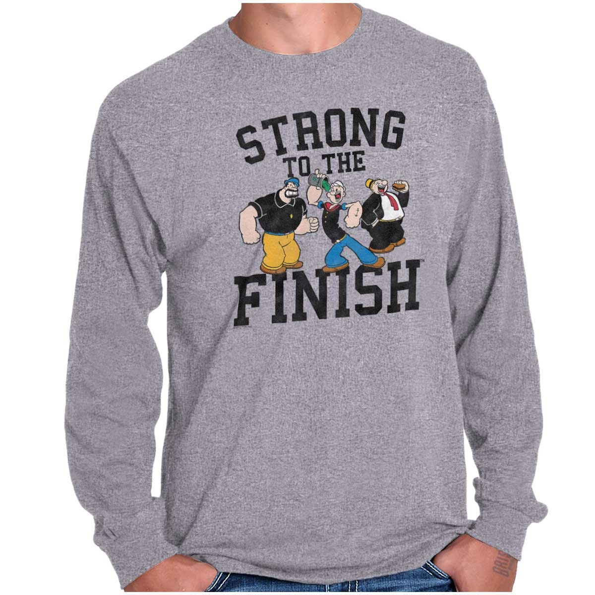 Popeye Cartoon Squad Friends Gym Workout Long Sleeve Tshirt Etsy