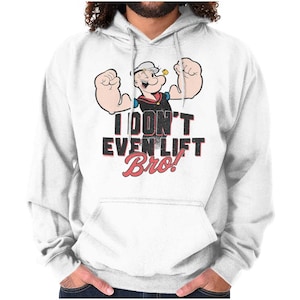 Funny Lazy Workout Nerdy Gym Popeye Cartoon Hoodie Hooded Sweatshirt Men Women