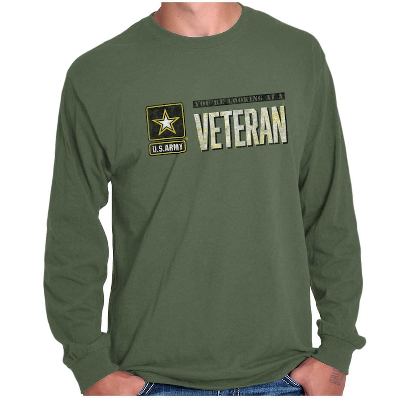 US Army Veteran US Armed Forces USAF Combat Long Sleeve Tshirt for Men