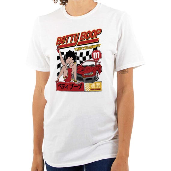Betty Boop Retro Kanji Tokyo Drift Racecar Womens Graphic Crewneck