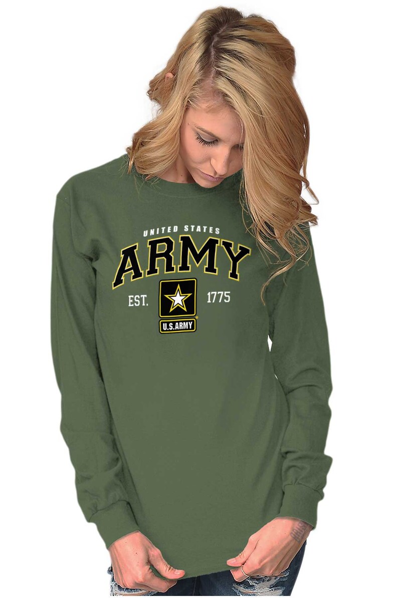 thumbnail image 2 of Officially Licensed Distressed US Army Logo Long Sleeve T-Shirt – Unisex – Brisco Apparel 2 of 5
