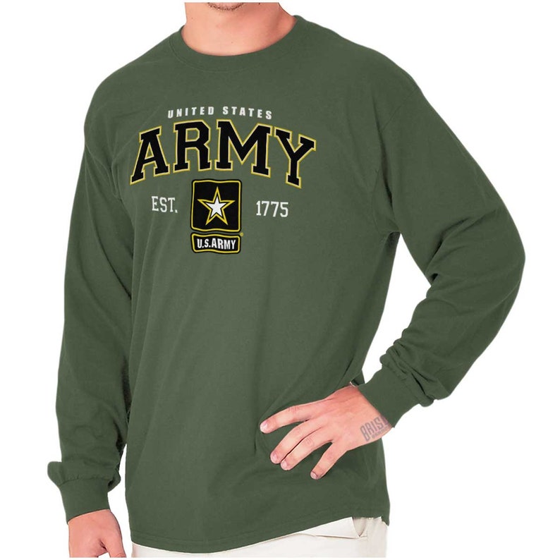 US Armed Forces Army Logo Military Veteran Long Sleeve Tshirt for Men