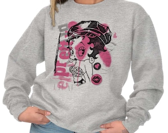 Betty Boop Vintage Cartoon Pretty Graffiti Womens Crewneck Sweatshirt Pullover
