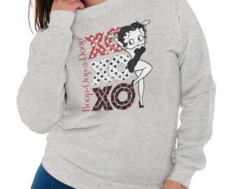 Vintage Xo Betty Boop Oop Doop Cartoon Gift Womens Crewneck Sweatshirt Pullover