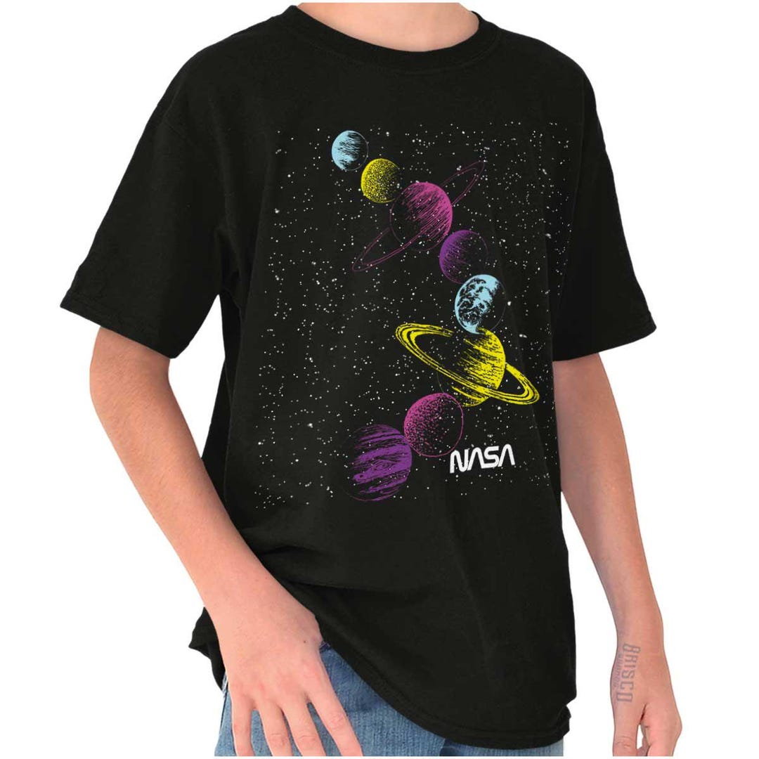 Retro NASA Space Milky Way Planets Youth Crewneck T Shirts Boy or Girl ...