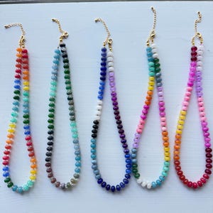 Colorful beaded stone necklace