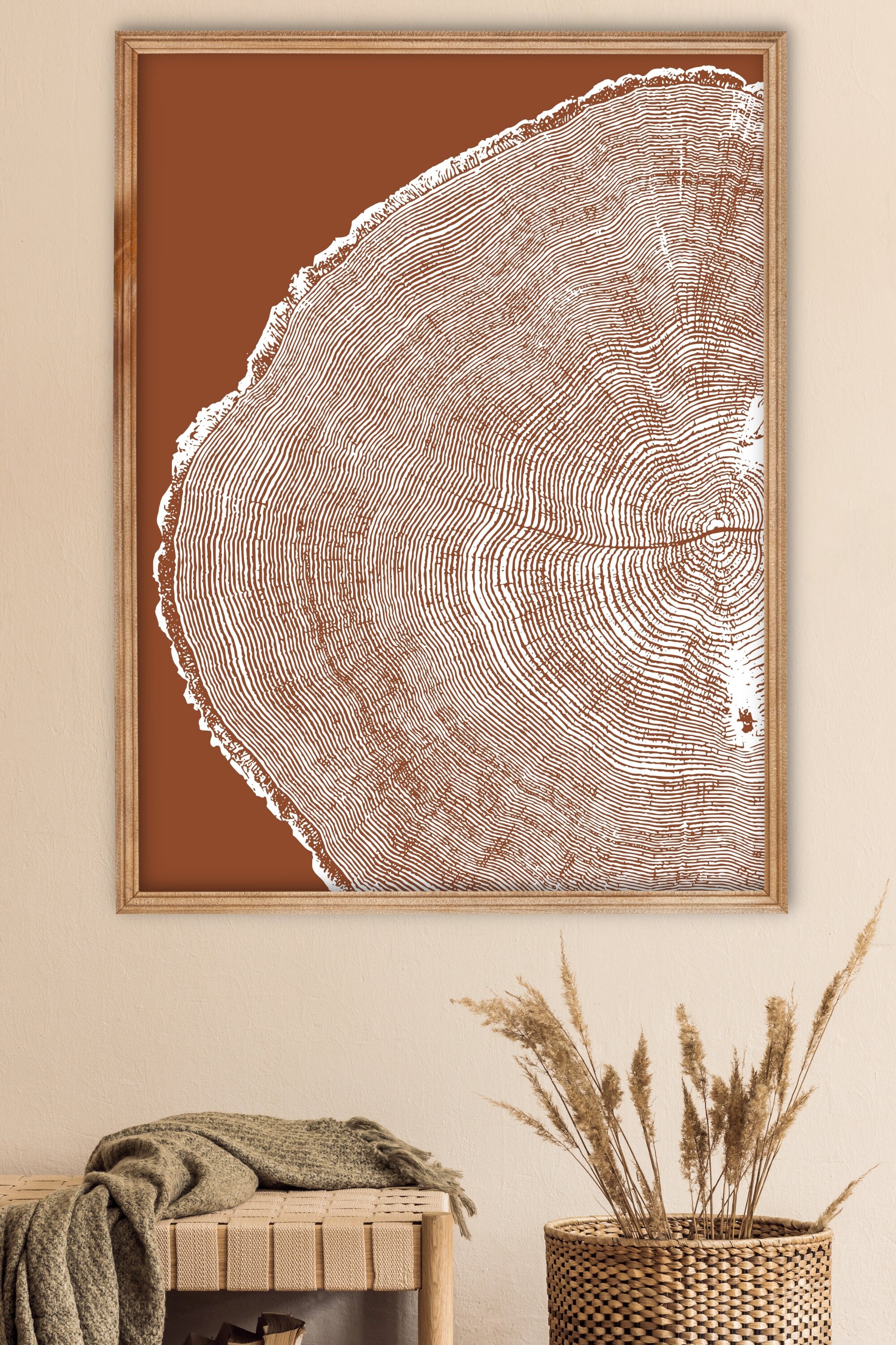 Tree Ring Art Print Printable Tree Ring Wall Art Terracotta Etsy