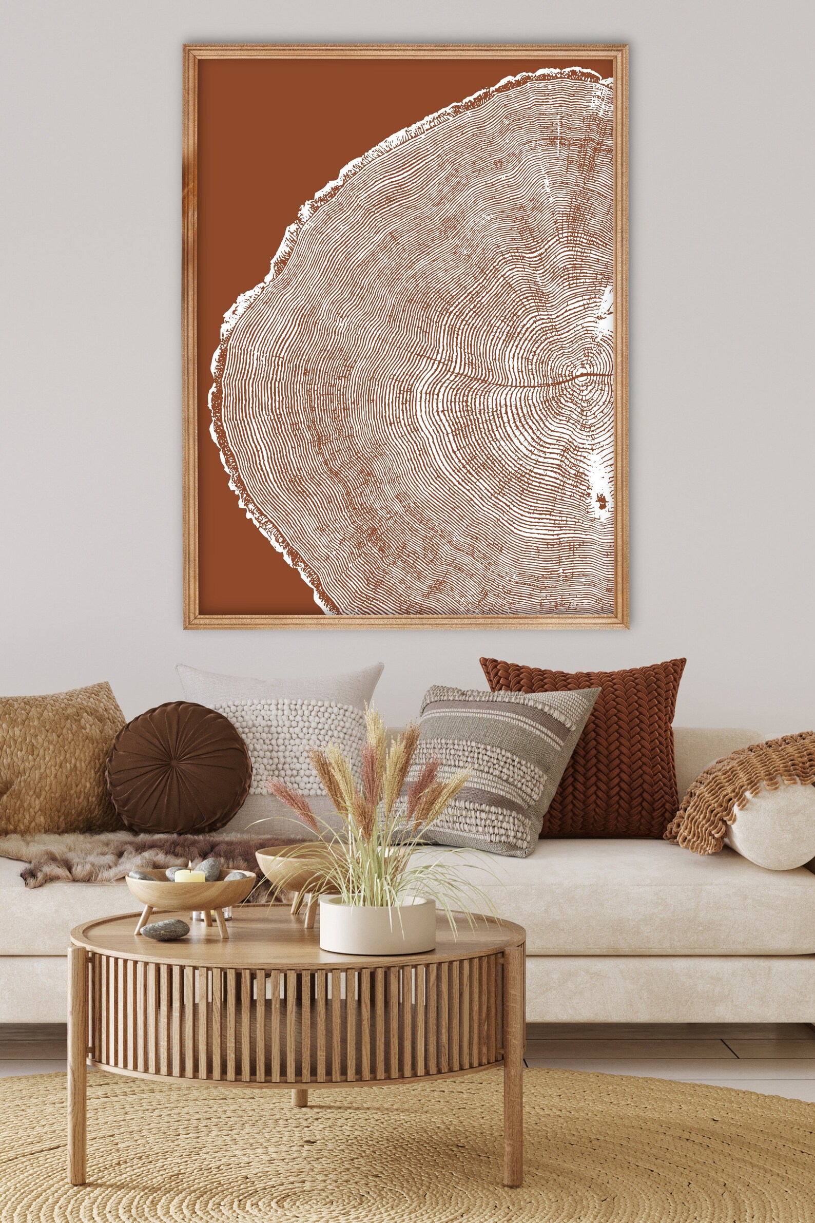 Tree Ring Art Print Printable Tree Ring Wall Art Terracotta Etsy