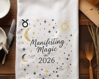 Taurus New Year Manifesting Magic 2026 Tea Towel