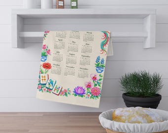 Mahjong 2026 Calendar Tea Towel