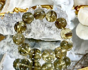 17mm Collector Grade Natural Libyan Gold Tektite Bracelet 17咪收藏级天然黑金蓝针蓝雾利比亚陨石圆珠手串