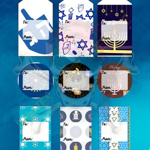 Printable Chanukka Geschenkanhänger, Menorah Chanukka Geschenkanhänger, Geschenkanhänger, Frohe Feiertage Geschenkanhänger, 9er Set, Instant Download, Chanukka Geschenkanhänger
