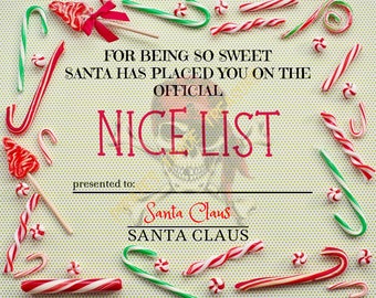 Personalized Printable Nice List Certificate