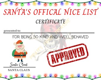 Personalized Printable Nice List Certificate - Etsy