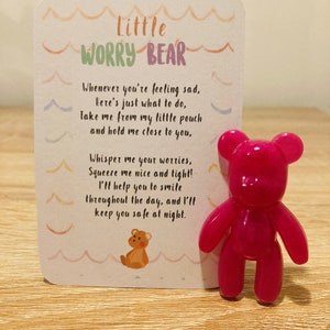 Little Worry Bear, Anxiety Gift, Pocket Hug, Childs Keepsake image 3