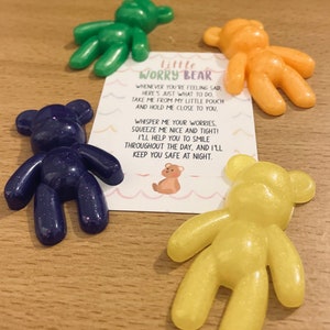 My Little Worry Bear - Set Di 2 Orsetti Portafortuna In Scatola Regalo Con Biglietti Ispirazionali - Peluche Antistress Rosa E Marrone