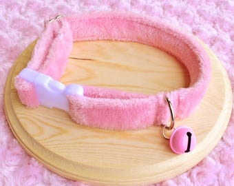 Bubblegum Pink Fluffy Collar 12-18inch Pet Play Cosplay Adult