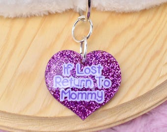 If Lost Return To Mommy Collar Tag Purple | Petplay Cosplay Gear