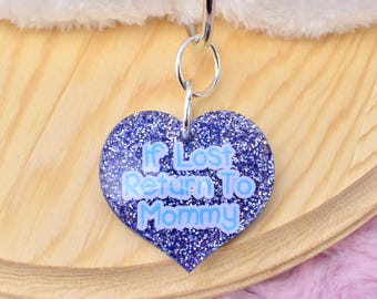 If Lost Return To Mommy Collar Tag Blue | Petplay Cosplay Gear