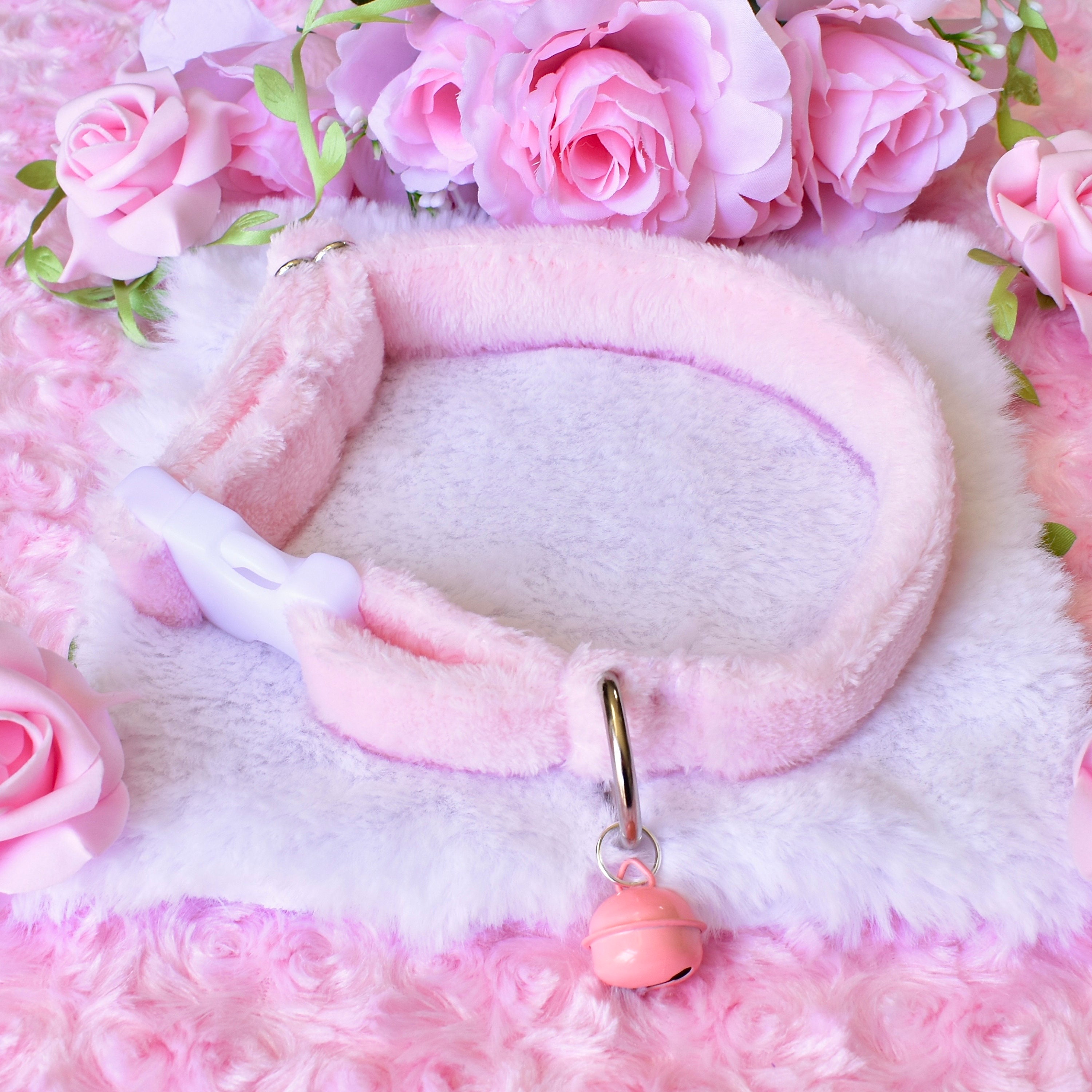Pink Fluffy Collar 12-18inch Pet Play Cosplay Adult