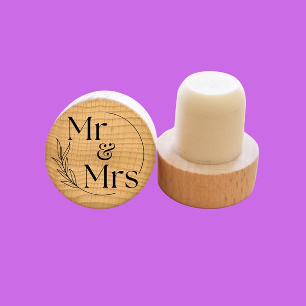 Mr & Mrs Wedding Wine Bottle Corks T Shaped Cork Plugs for Wine Cork Wine Stopper Wooden and Rubber Wine Stoppers | Classic Style