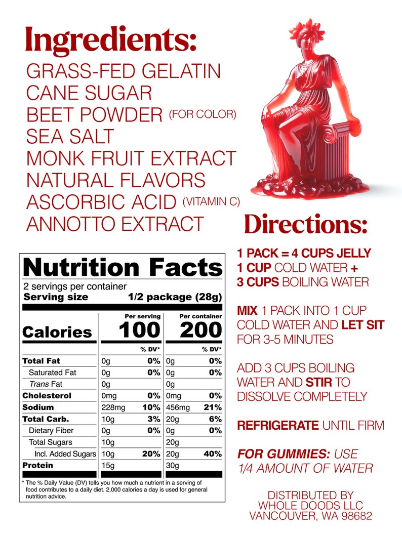 Grassfed Gelatin 6 PACK Strawberry Flavor Jello and Gummy Etsy