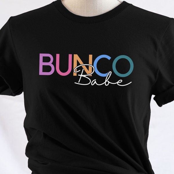 Bunco Babe Shirt, Ideas for Group Bunco Gifts, Bunco Shirts for Bunco Night, Cute Colorful Bunco T Shirts as Bunco Party Favors, BC3001