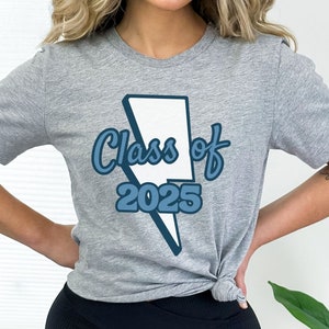 Class of 2025 Lightning Bolt T-shirt in Blue, Graduation Tshirt ...