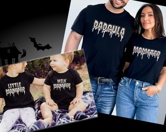 Halloween Family Shirts, Milk Monster, Little Monster, Momster, Dadcula Tees, Spooky Tshirts, Halloween Party Tees, Gift for Family, BC3001