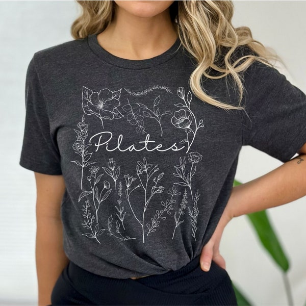 Wildflower Pilates T-Shirt, Cottagecore Floral Pilates Shirt, Mother's Day Gift TShirt, Pilates Trainer Gift, Core Thank You Gift, BC3001