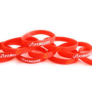 Glow in the dark Inspired Iron Man silicone bracelets, for birthday party supplies.