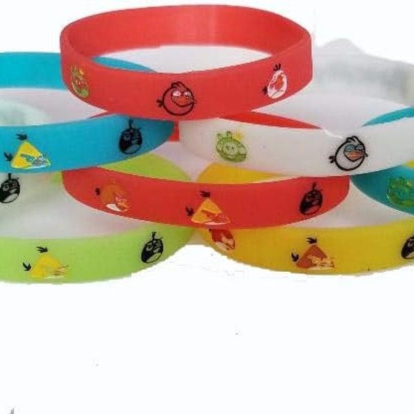 Inspired Glow in the dark Angry Birds bracelets, party supplies, birthday parties.