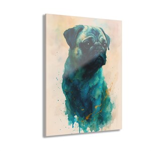 Pug Watercolor Acrylic Print with French Cleat, Cute Pet Wall Art, Dog Lover Gift, Home Decor, Animal Art Print