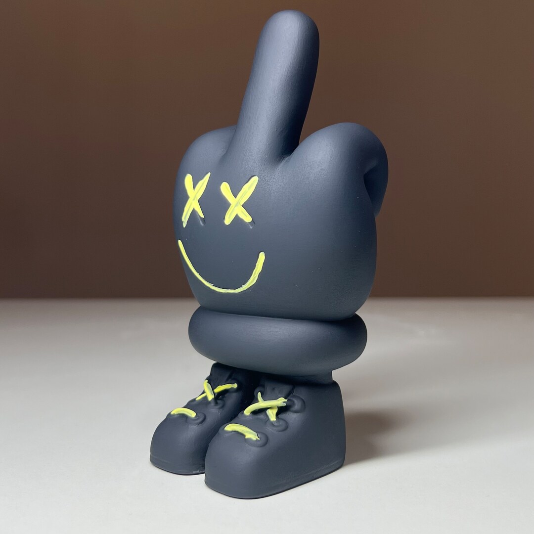 Kaws Cartoon Style Middle Finger Glove Etsy