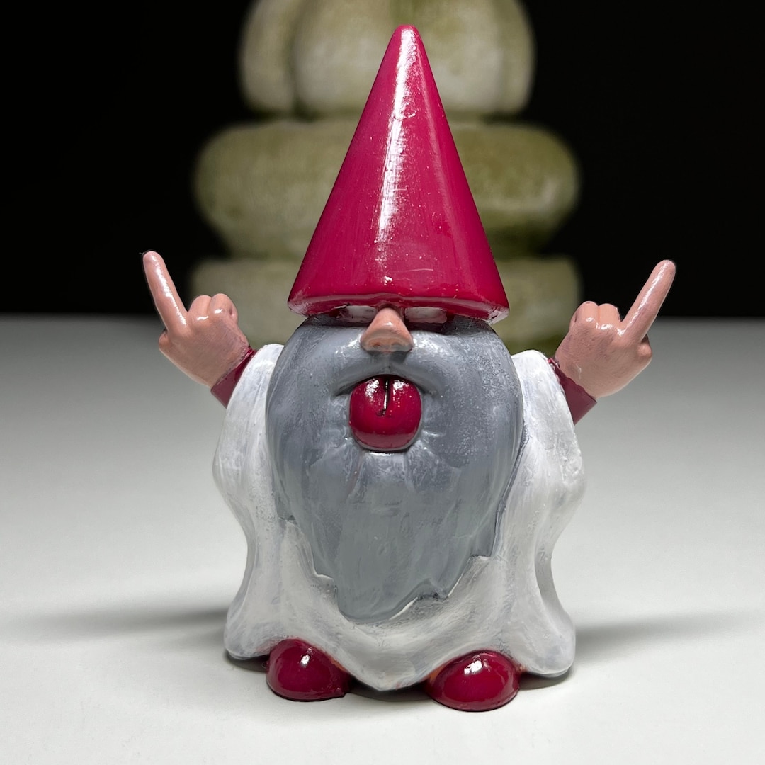 Gnome With Middle Finger Gestures Figurine Etsy