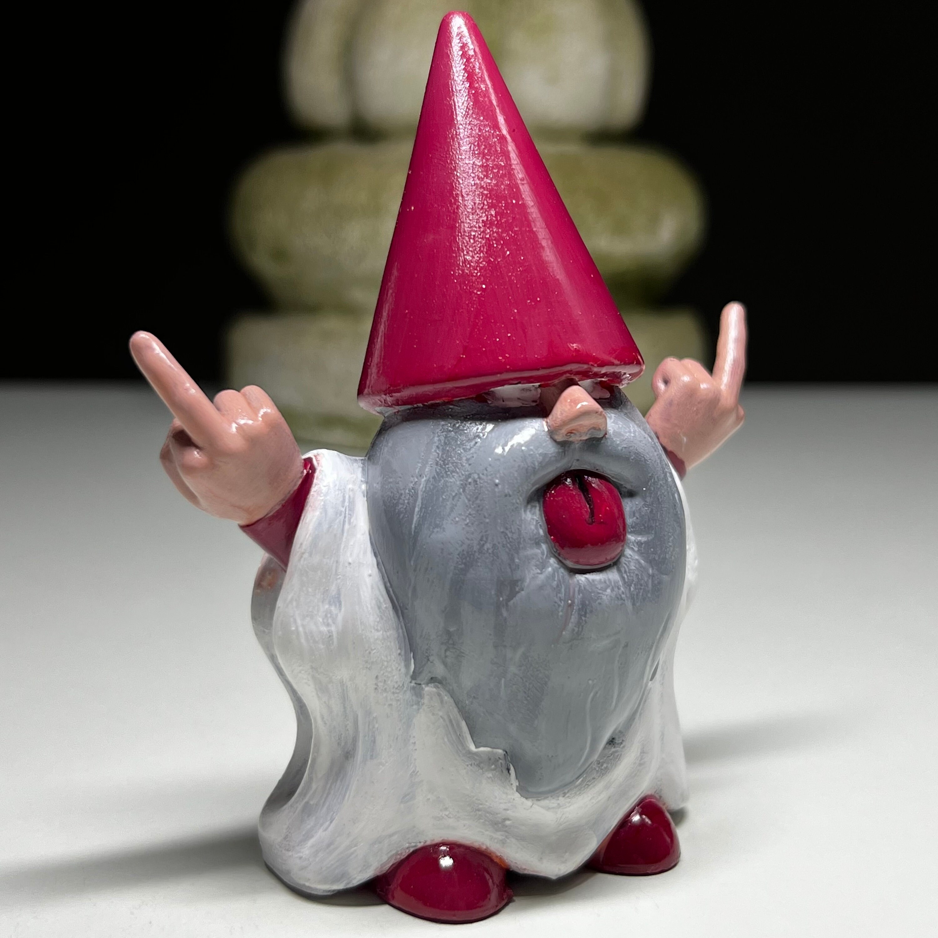 Gnome With Middle Finger Gestures Figurine Etsy