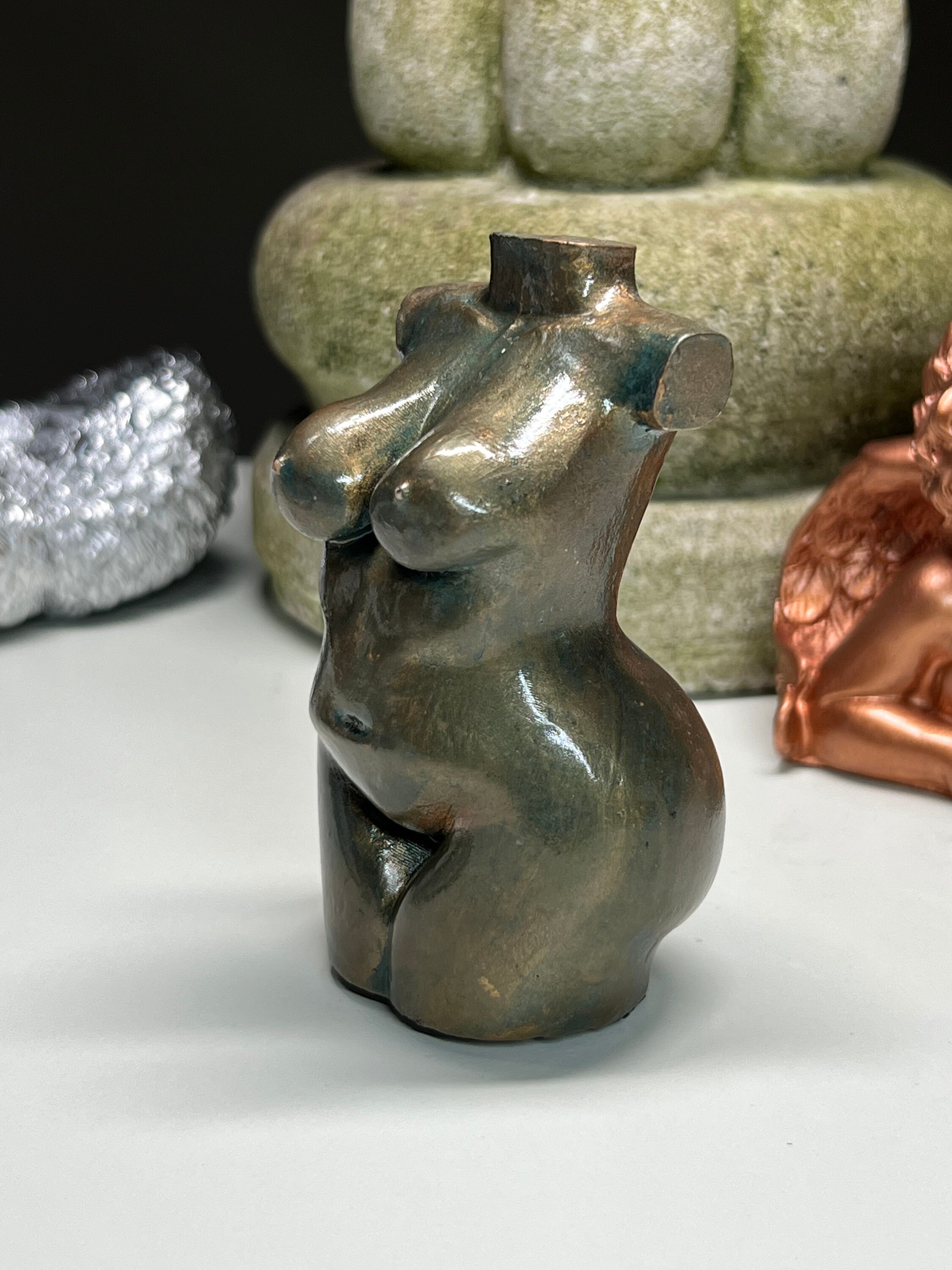 Old Bronze Colored Female Body Statue Etsy