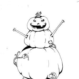 Jack O&#39; Lantern Snow Man Halloween Coloring Page