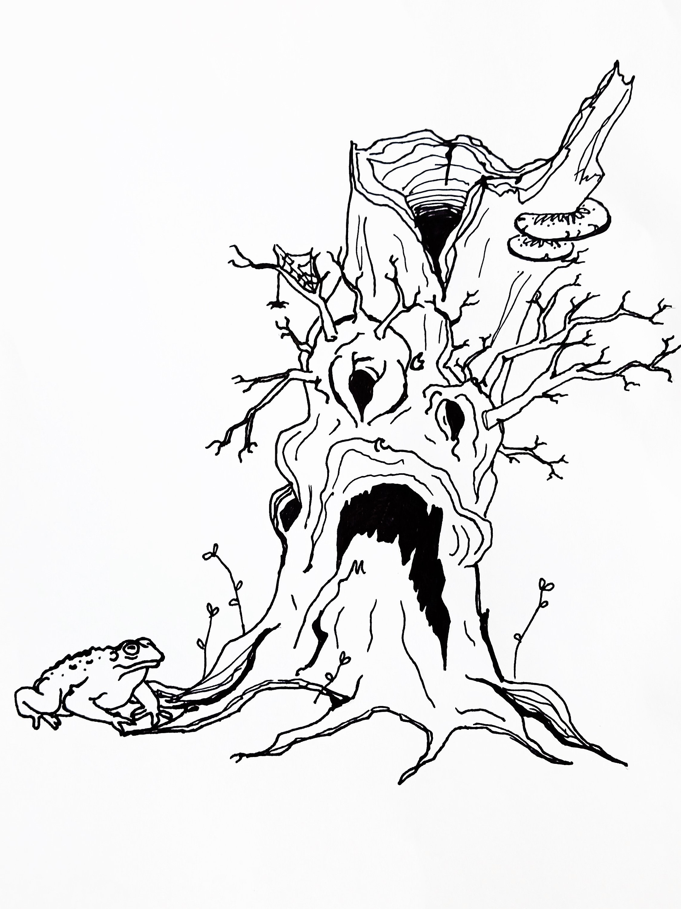 Swamp Stump With Frog Creepy Coloring Page - Etsy