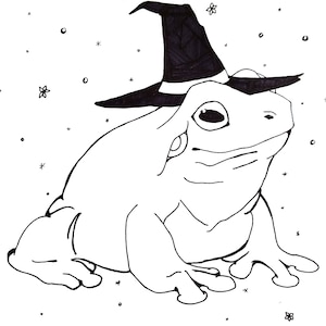 Witchy Frog Coloring Page