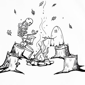 Campfire Buddies Halloween Coloring Page