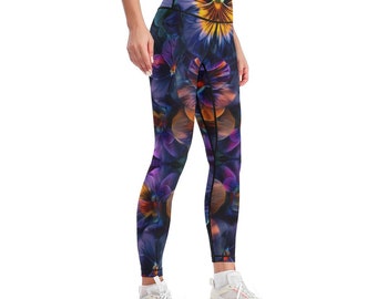 Flower Women's Yoga Pants (Workout Leggings, Comfortable Exotic Gym Tights, Fashionable Active Wear)